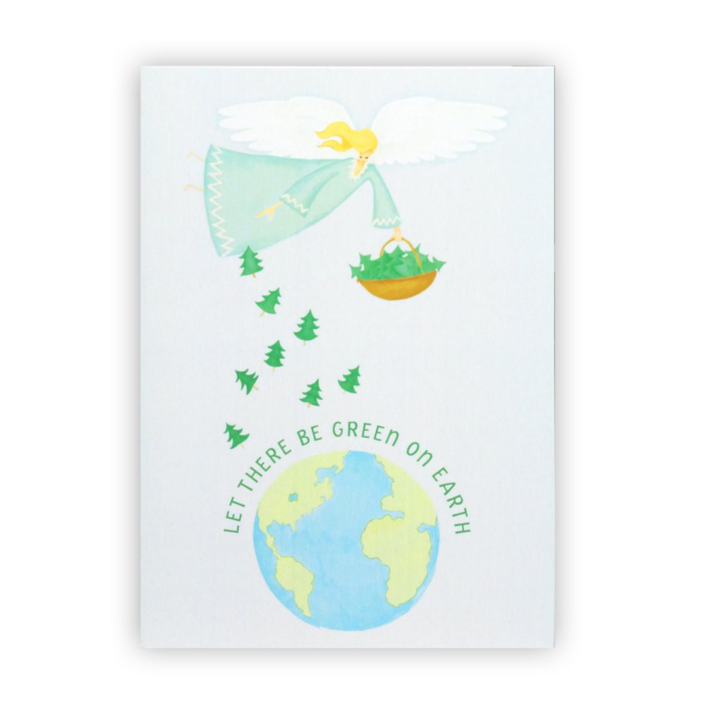 Holiday Greeting Card - Let There be Green on Earth Angel