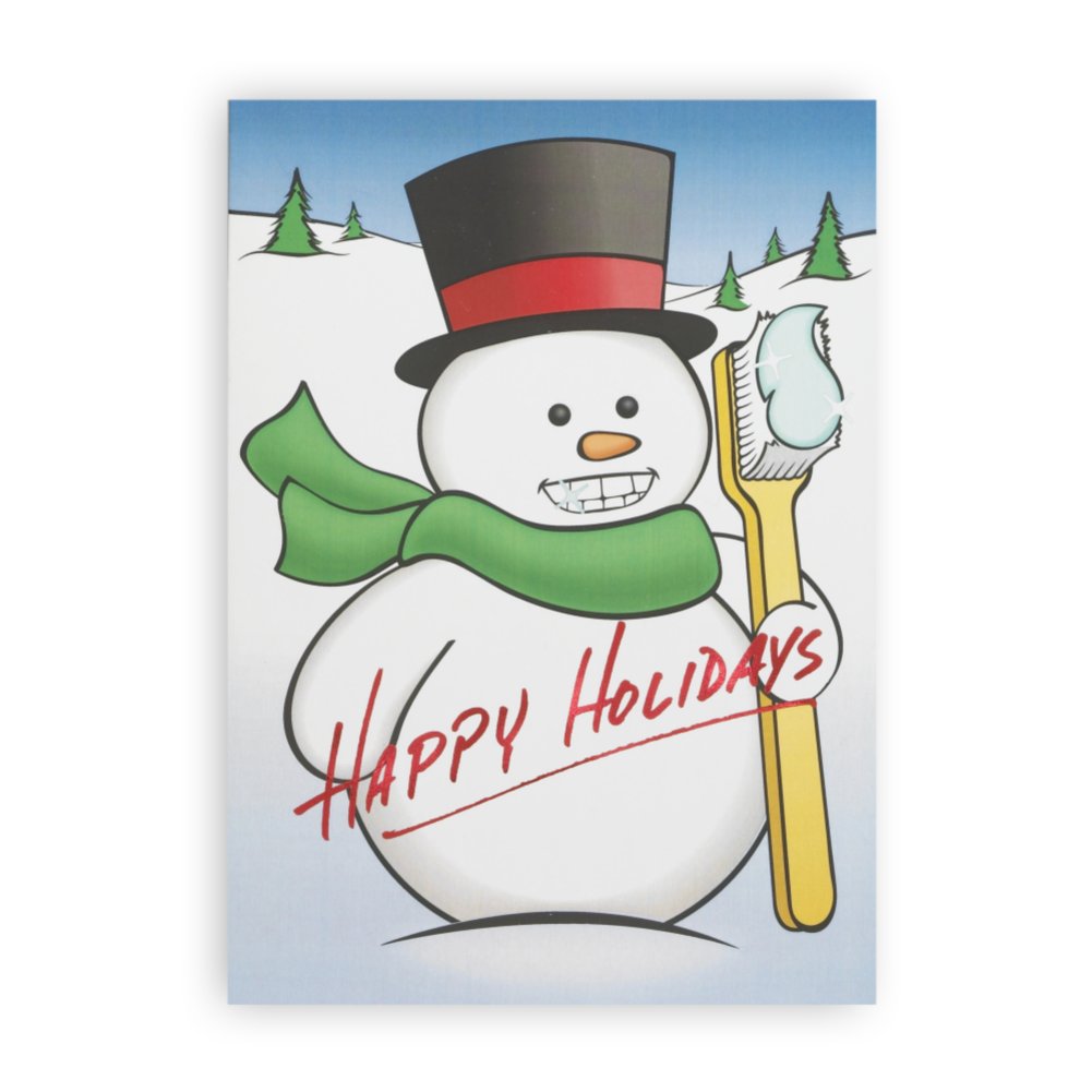 Holiday Greeting Card - Dentist - Snowman with Toothbrush