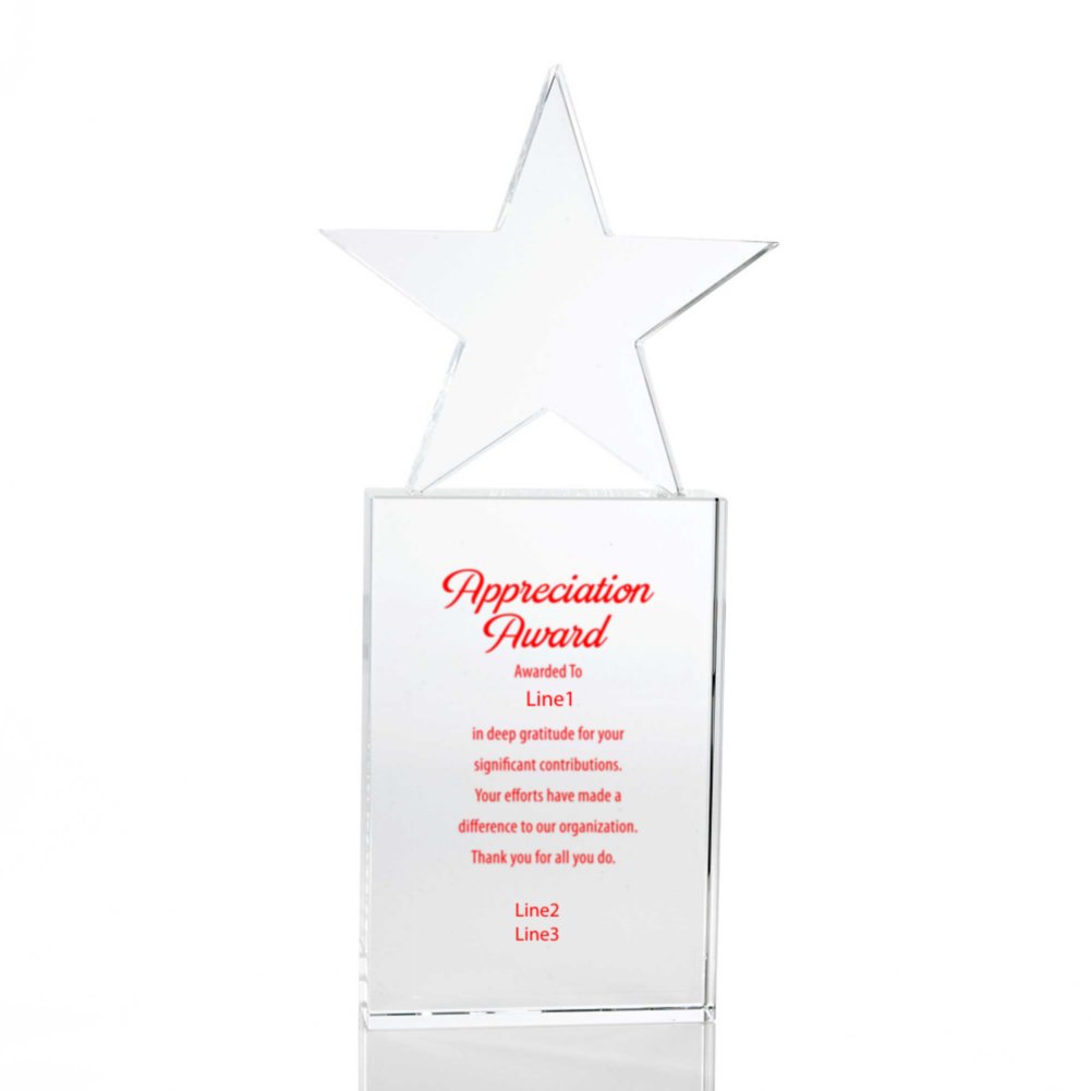 Crystal Trophy - Star - Large