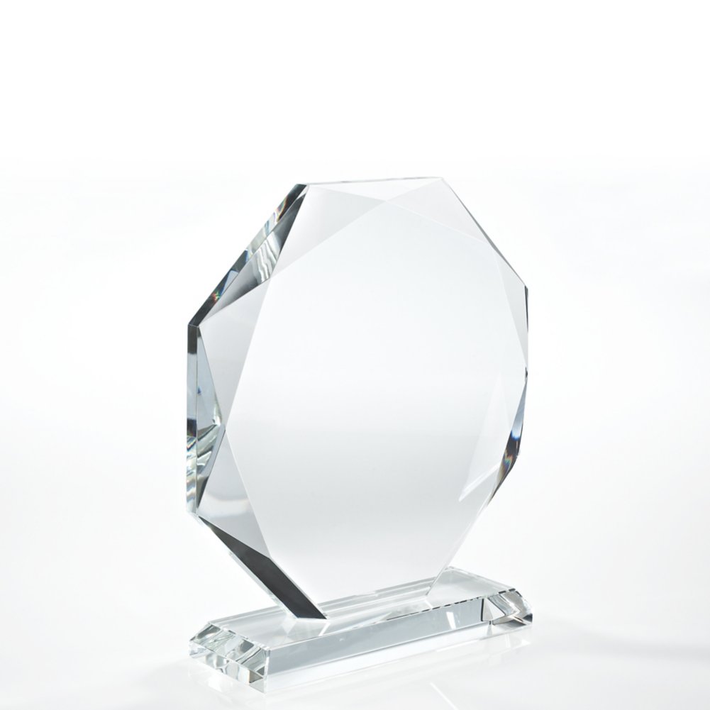 Beveled Edge Crystal Trophy - Large Round SIDE
