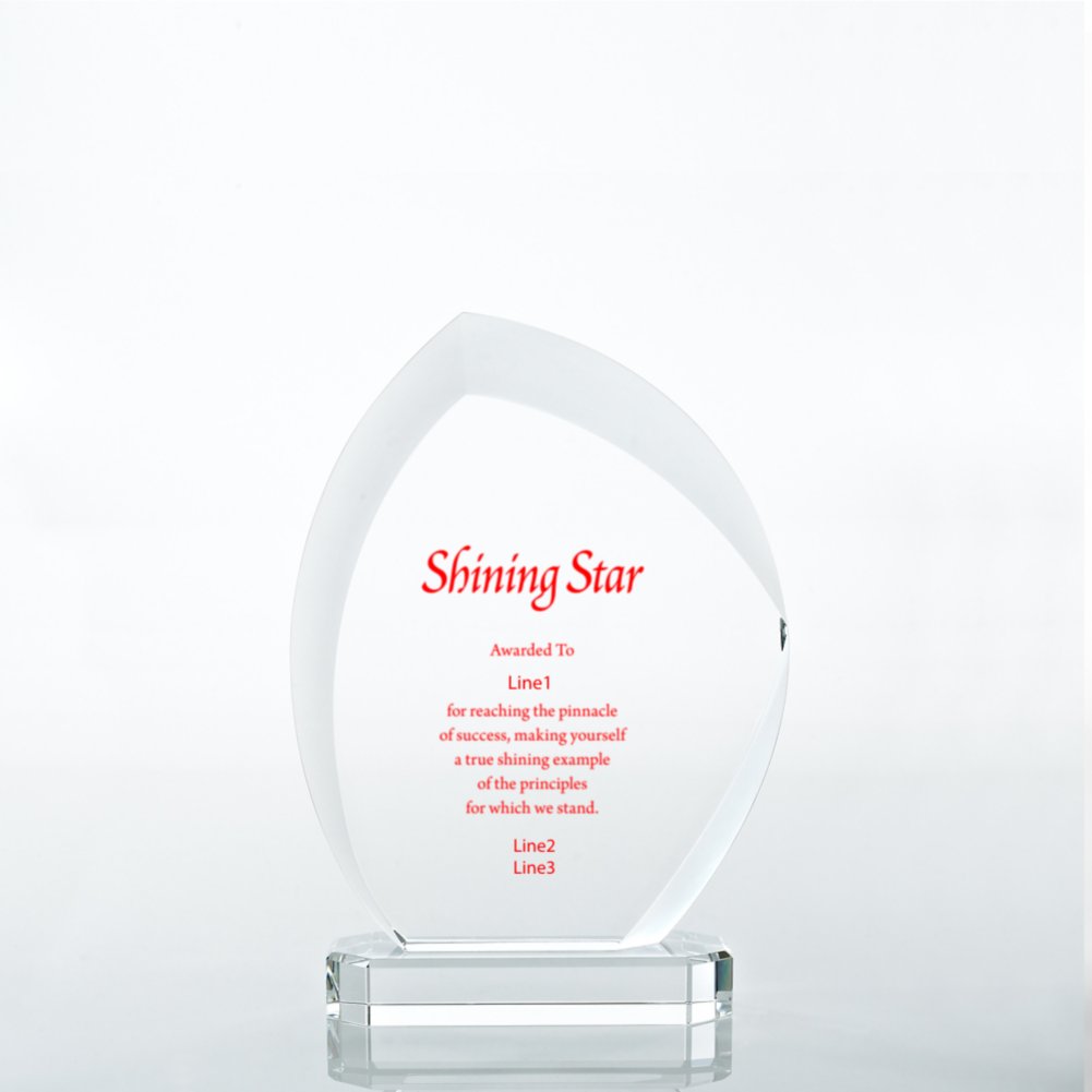 Beveled Edge Crystal Flame Trophy - Slanted Oval