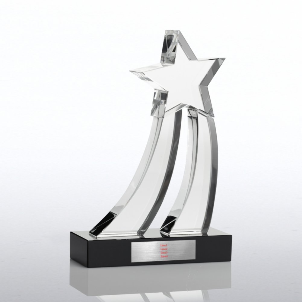 Elite Black Accent Crystal Trophy - Shooting Star
