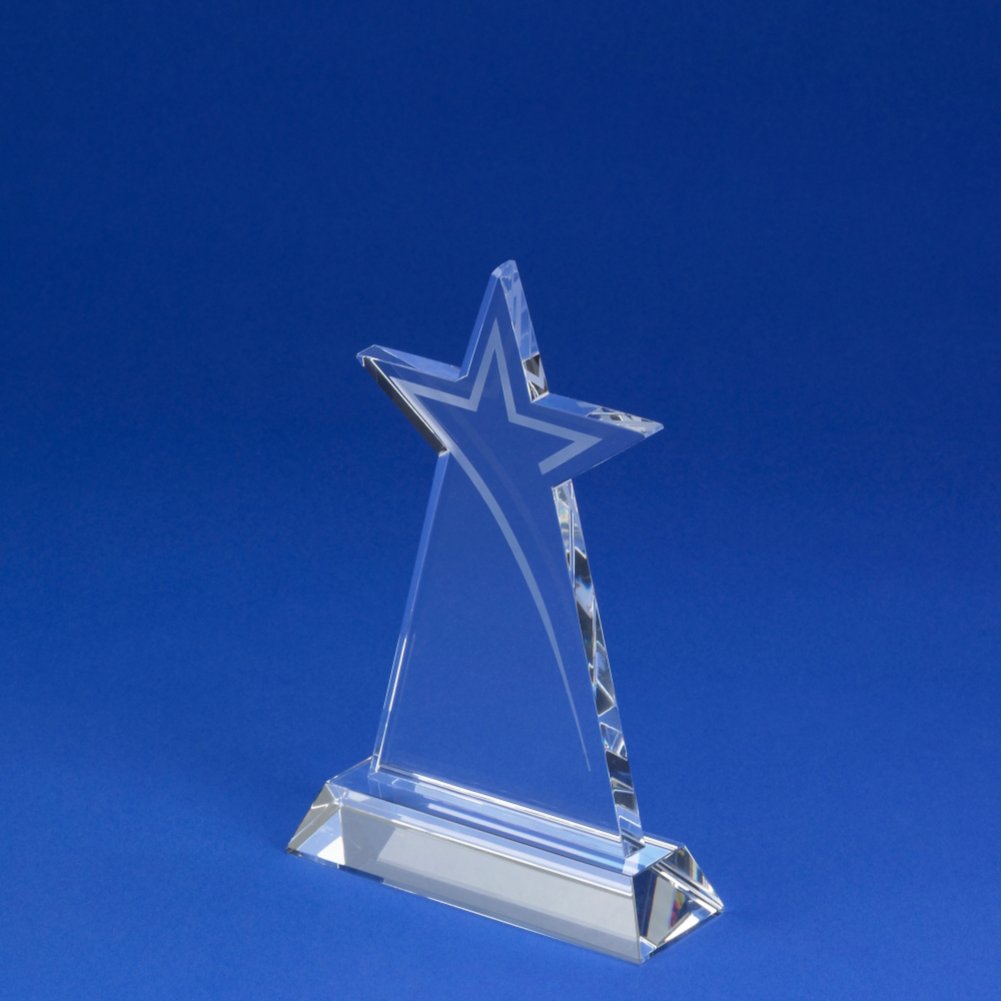 Etched Crystal Star Trophy SIDE