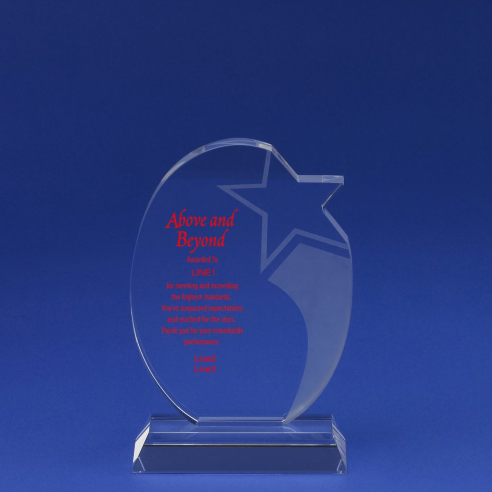 Etched Crystal Round Shooting Star Trophy
