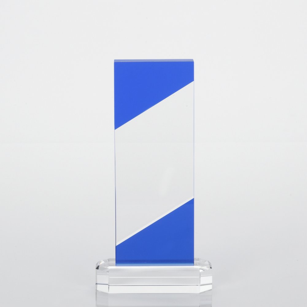 Crystal Dark Blue Accent Trophy - Rectangle OPEN