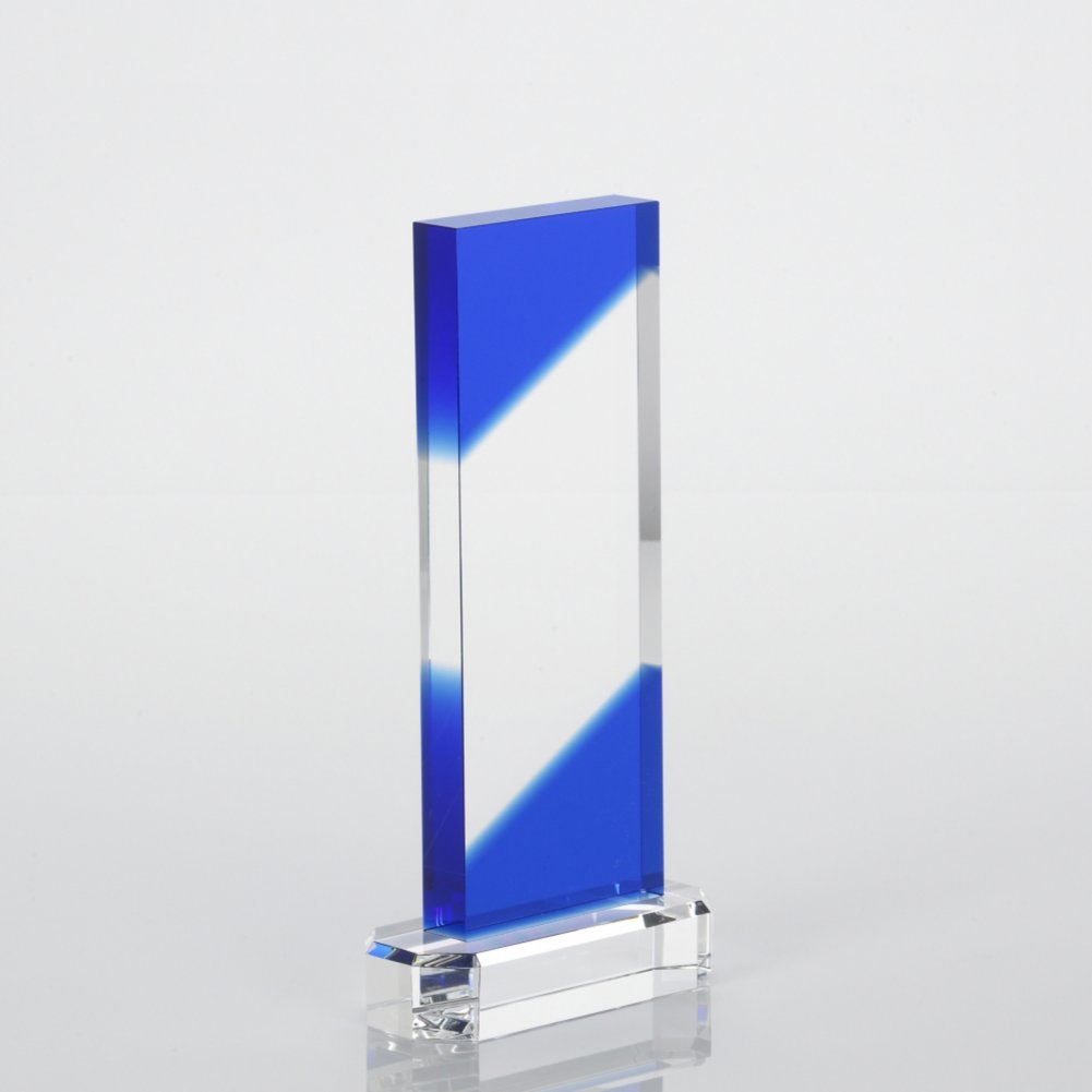 Crystal Dark Blue Accent Trophy - Rectangle SIDE