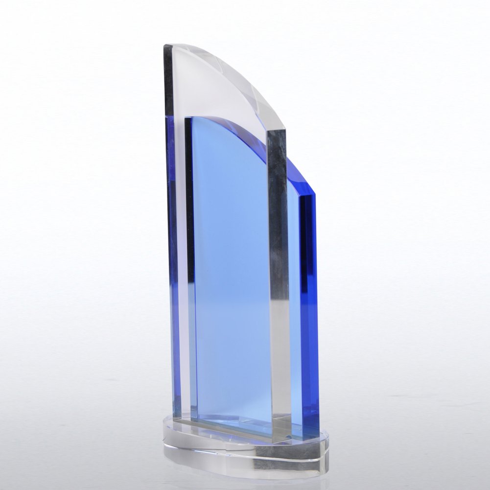 Crystal Light Blue Accent Trophy - Double Pane SIDE