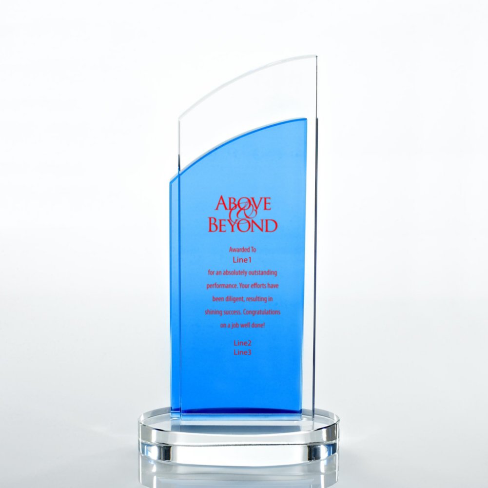Crystal Light Blue Accent Trophy - Double Pane