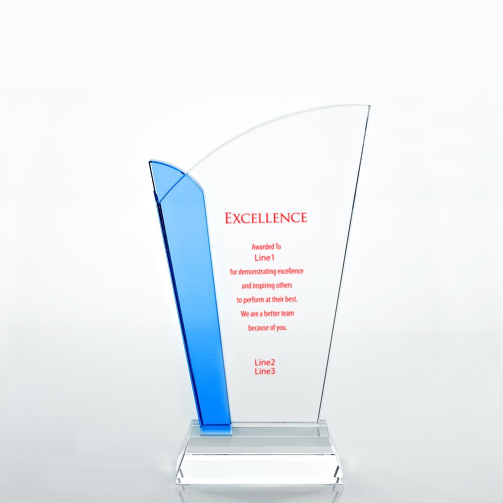 Crystal Light Blue Accent Trophy - Straight Edge