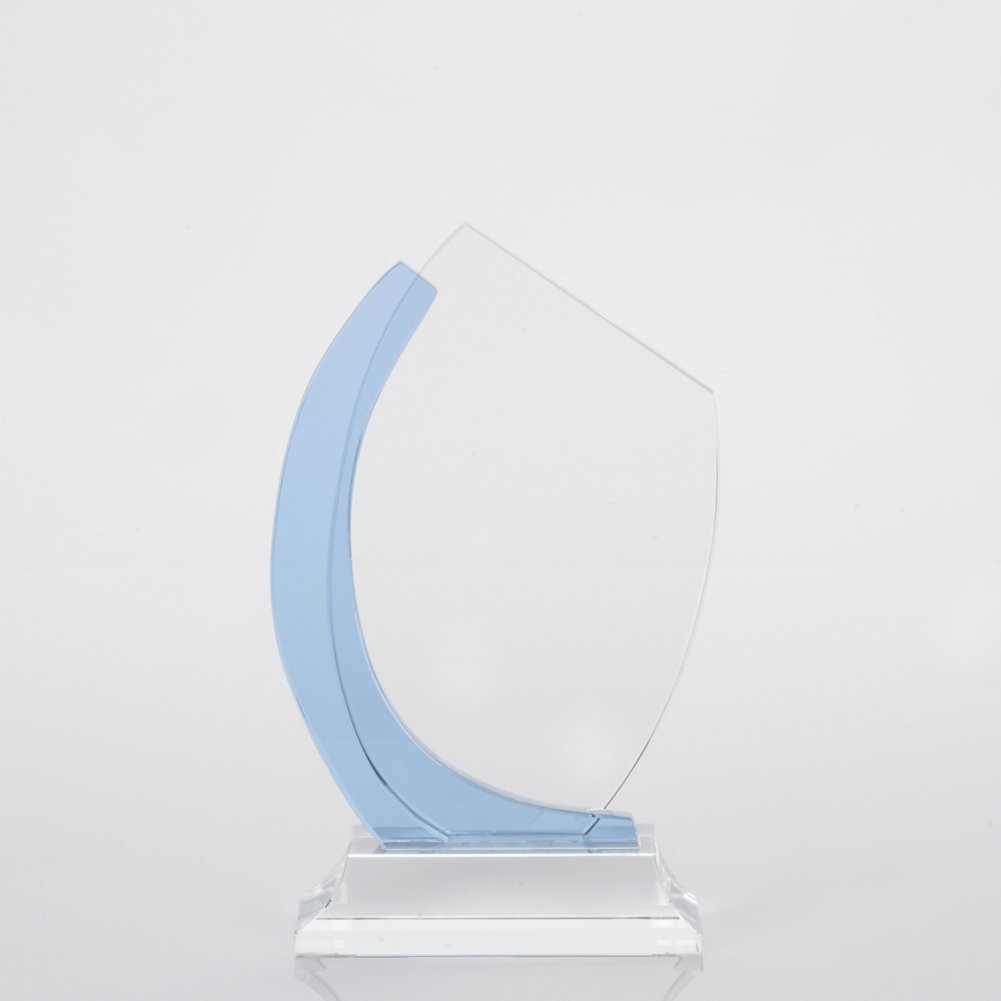 Crystal Light Blue Accent Trophy - Curved Edge OPEN