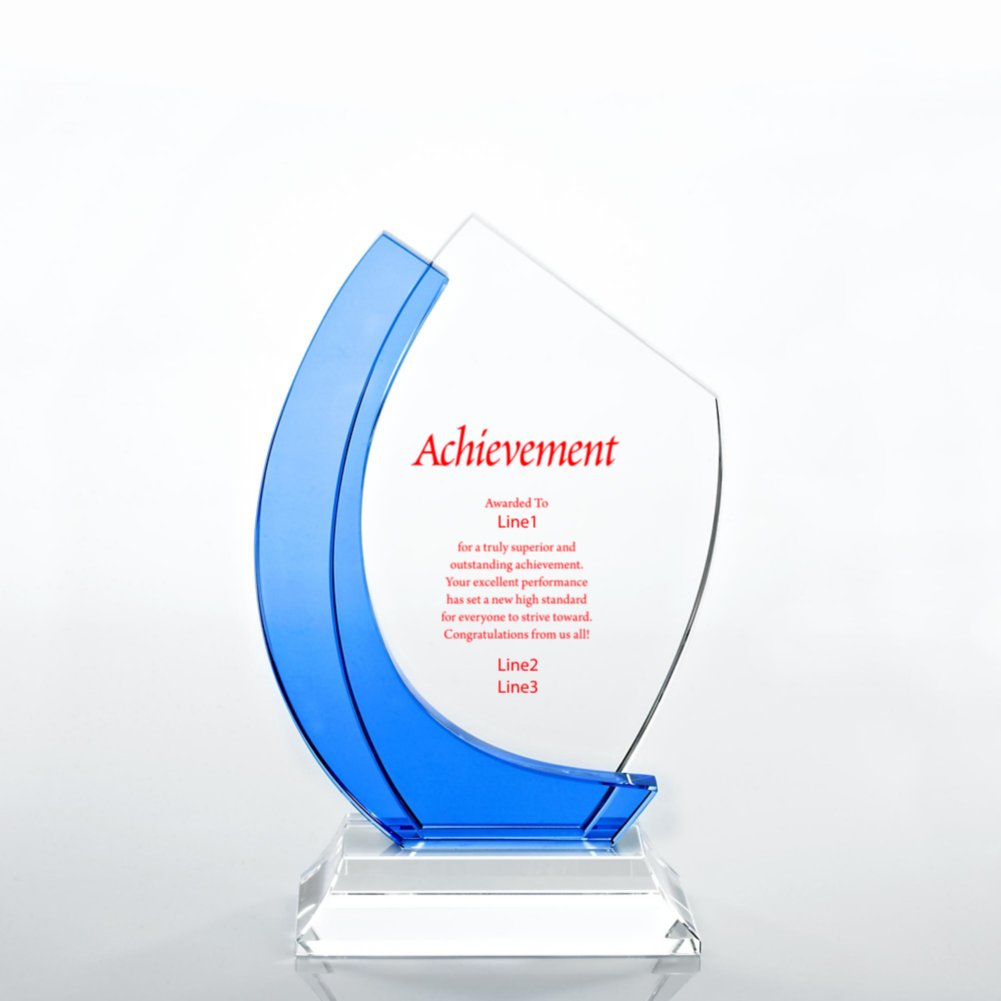 Crystal Light Red Accent Trophy - Curved Edge