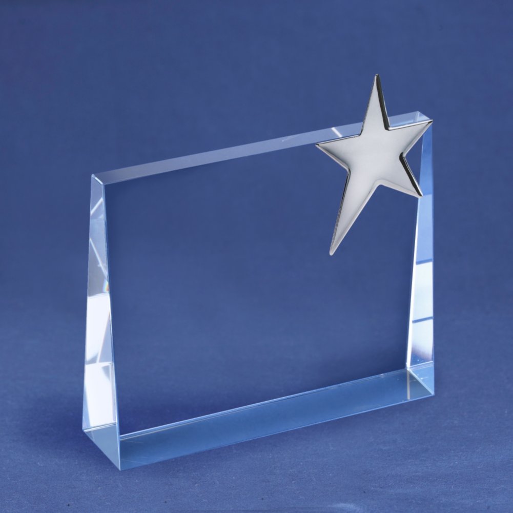 Silver Star Accent Trophy - Rectangle SIDE