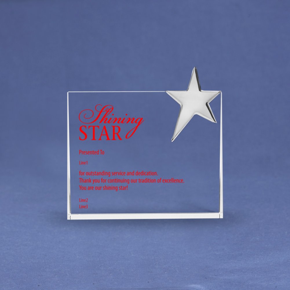 Silver Star Accent Trophy - Rectangle