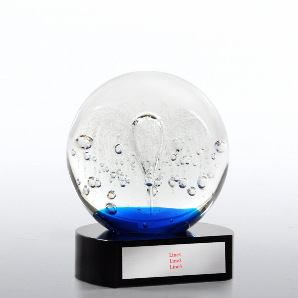 Art Glass Blue Fountain Trophy