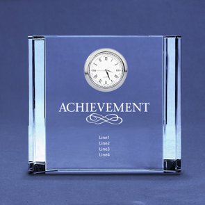 Medium Silver Accent Crystal Award Clock