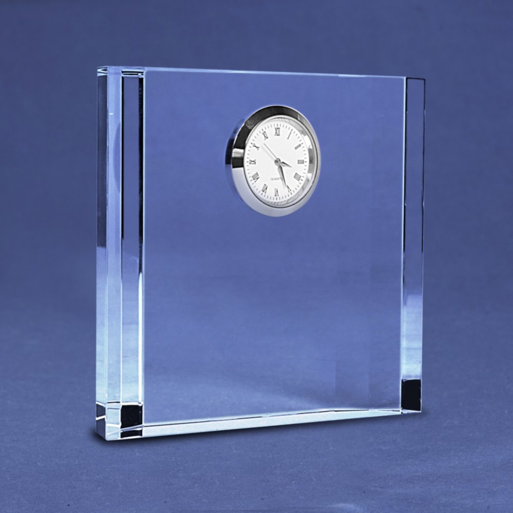 Silver Accent Crystal Award Clock - Medium SIDE