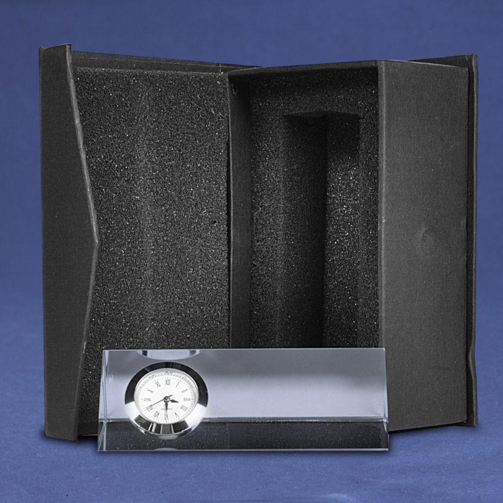 Silver Accent Crystal Award Clock - Small BOX