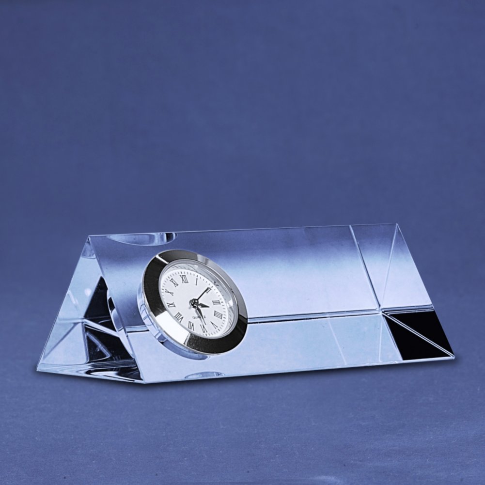 Silver Accent Crystal Award Clock - Small SIDE