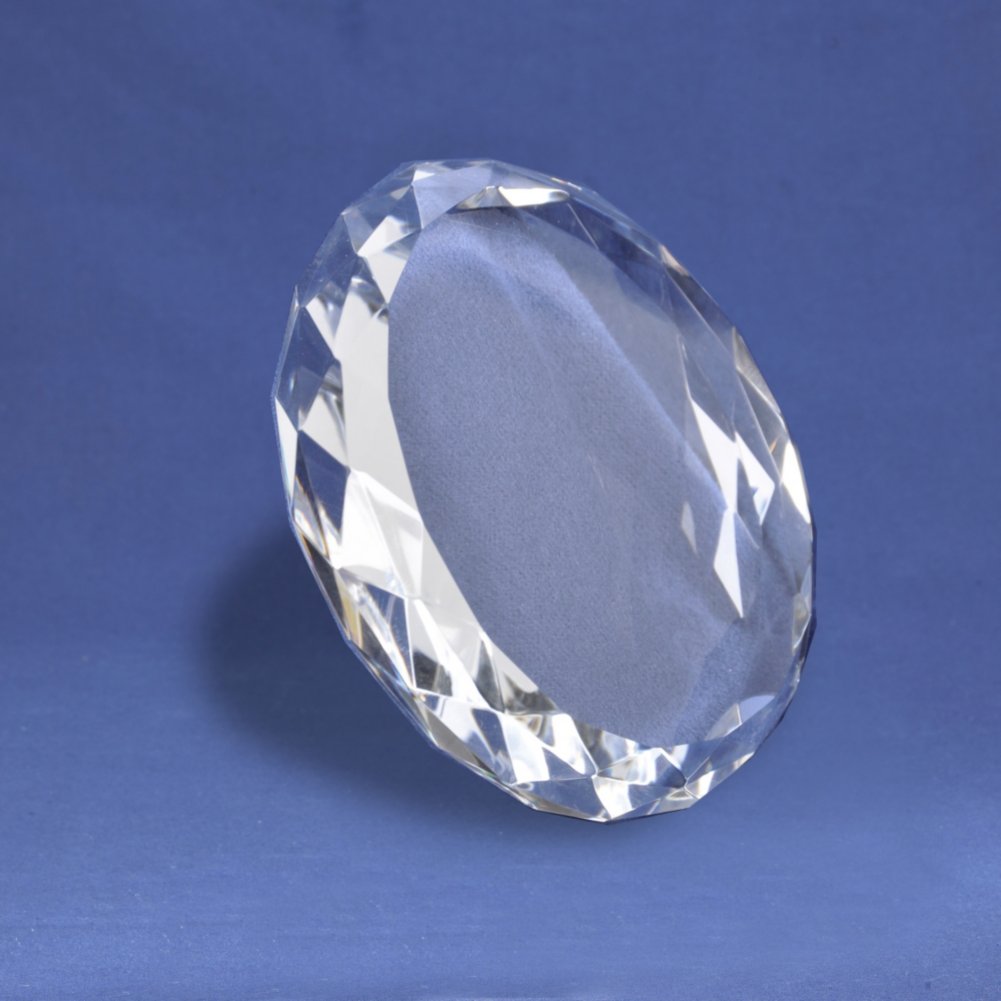 Diamond Cut Crystal Paperweight SIDE