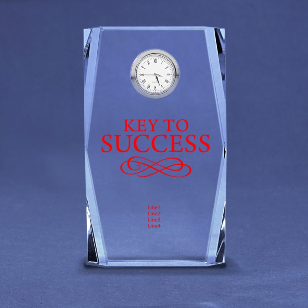 Silver Accent Crystal Award Clock - Tall