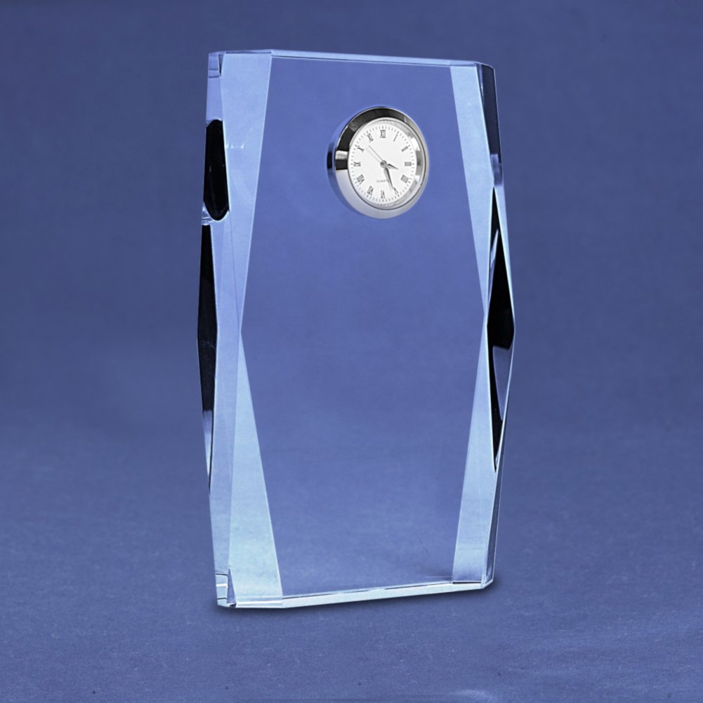 Silver Accent Crystal Award Clock - Tall SIDE
