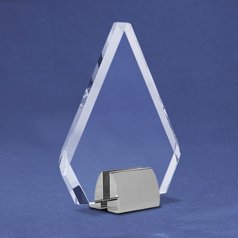 Glass Flame Trophy with Silver Base SIDE
