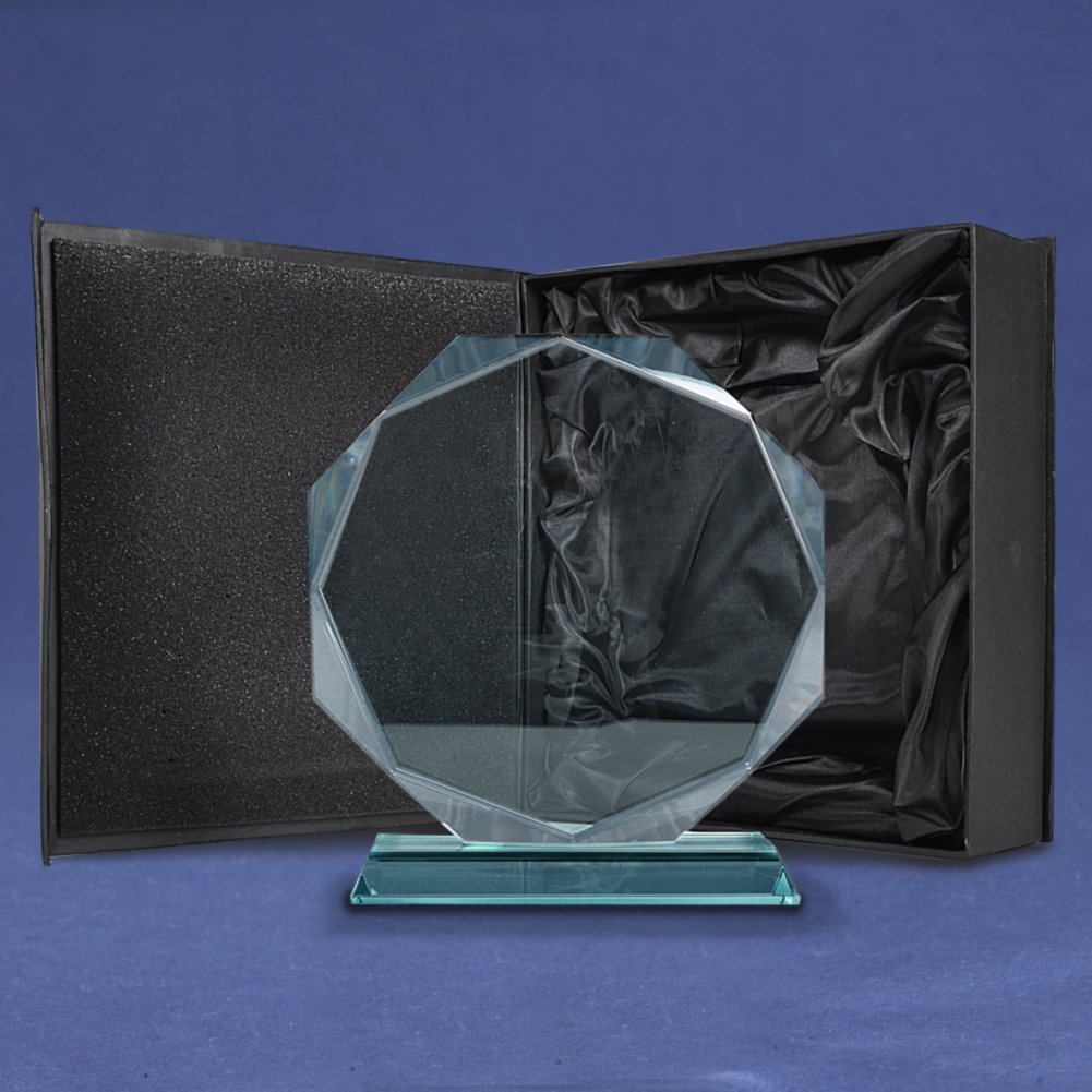 Premium Jade Character Trophy - Diamond Cut Round BOX