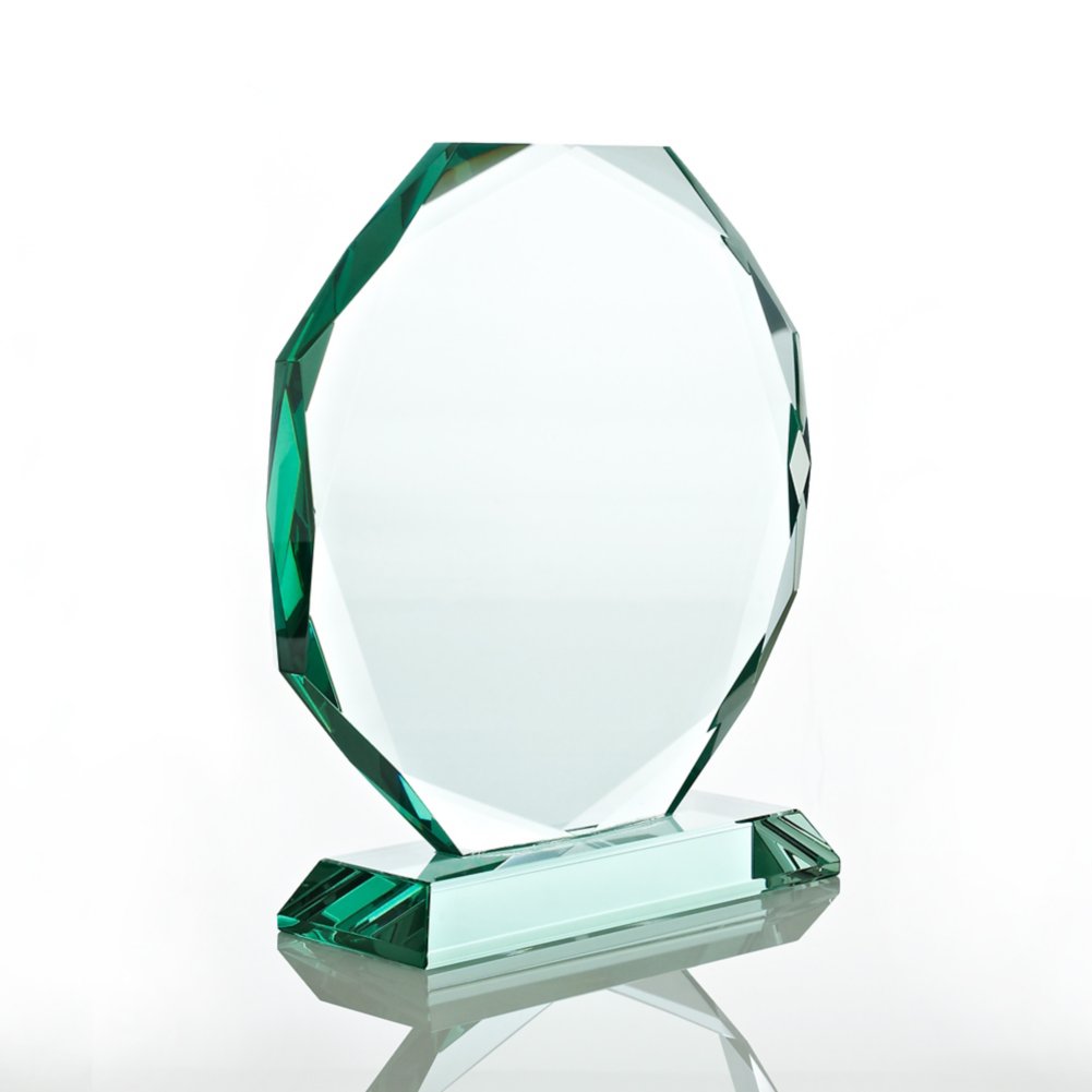 Premium Jade Character Trophy - Diamond Cut Round SIDE