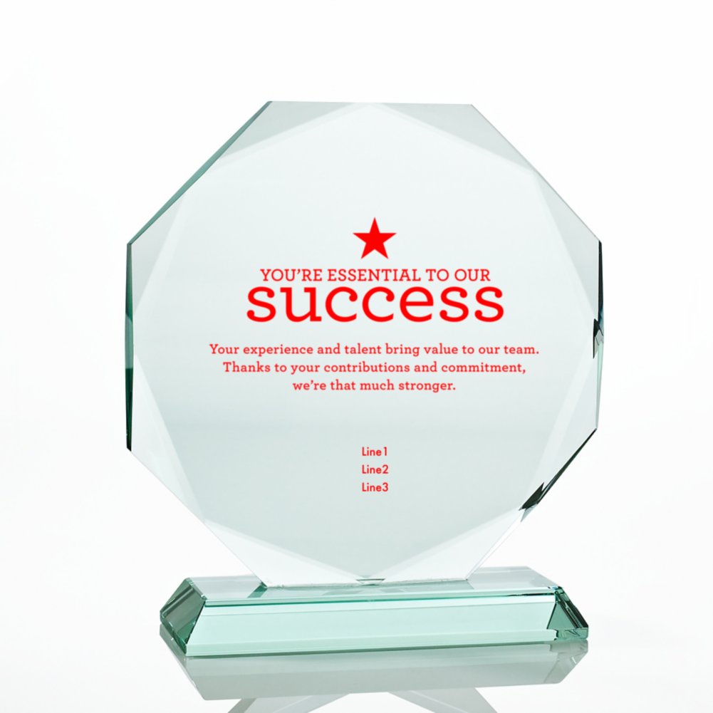 Premium Jade Character Trophy - Diamond Cut Round