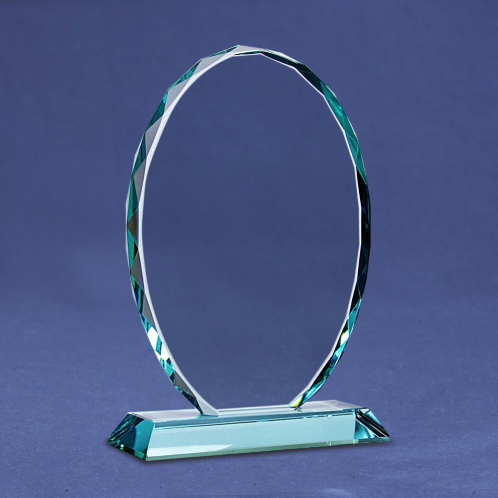 Premium Jade Character Trophy - Beveled Oval SIDE