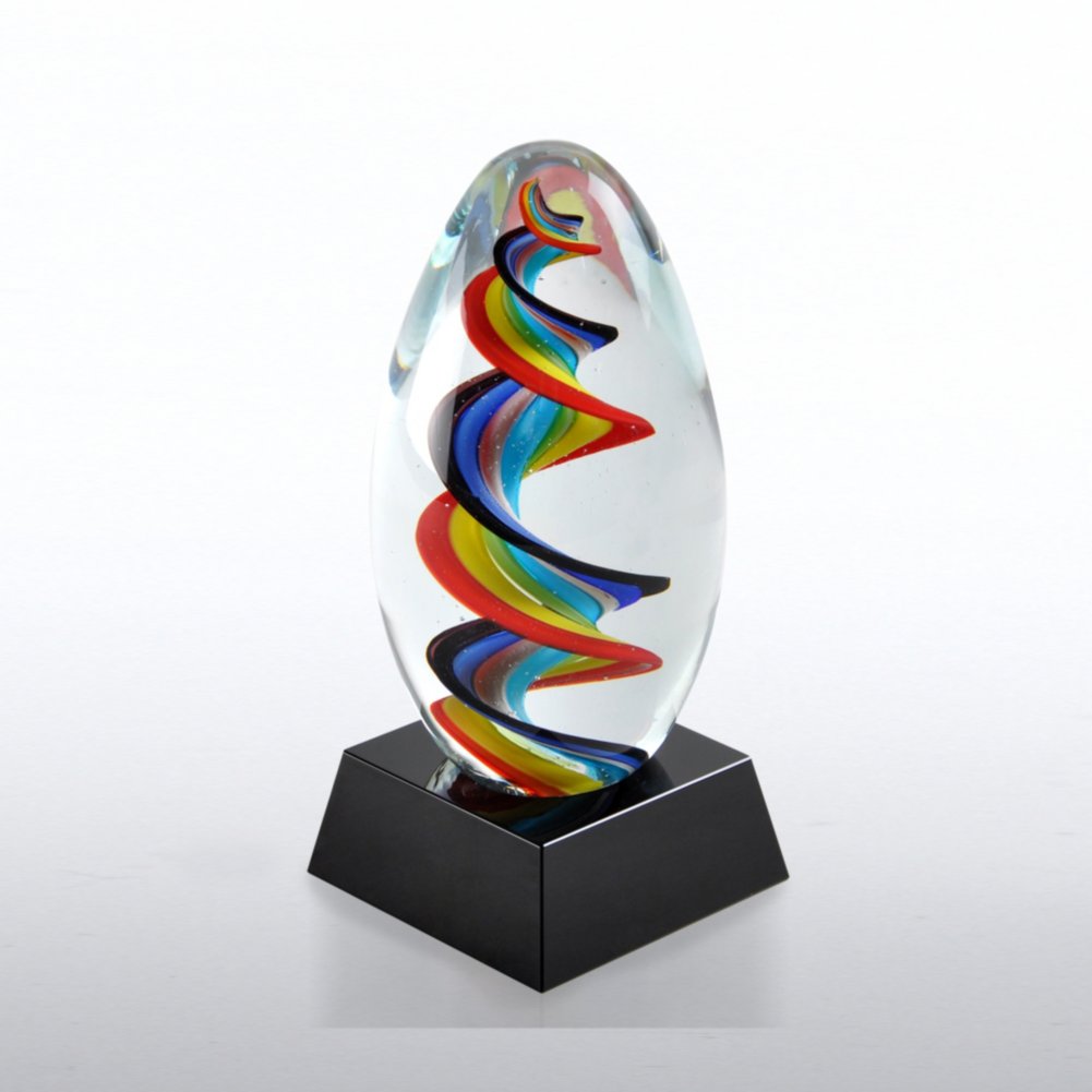Art Glass Trophy - Rainbow Swirl SIDE