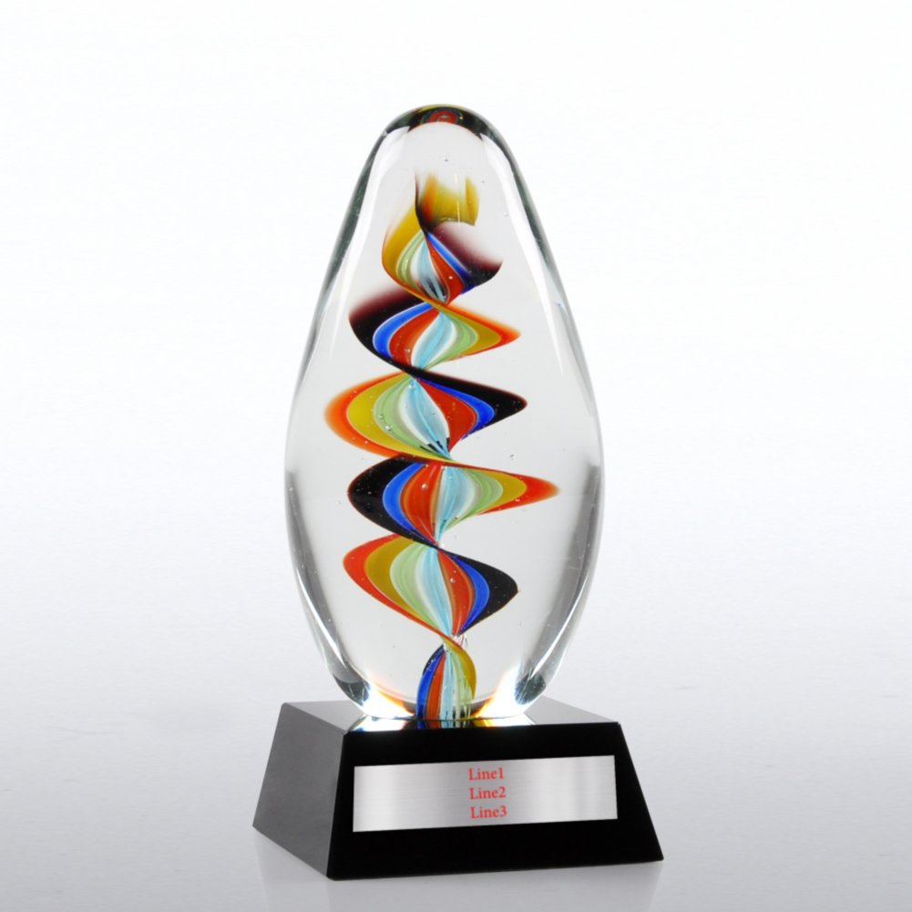 Art Glass Trophy - Rainbow Swirl
