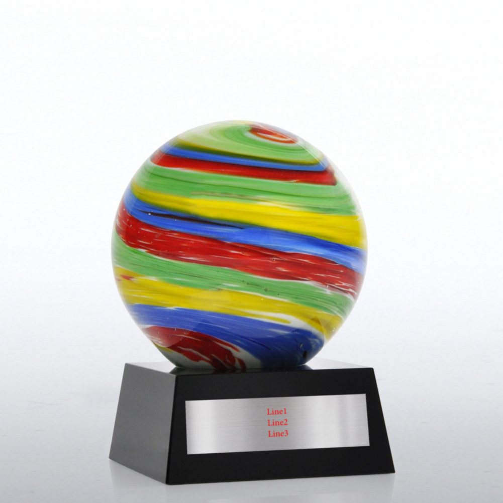 Art Glass Trophy - Rainbow Sphere