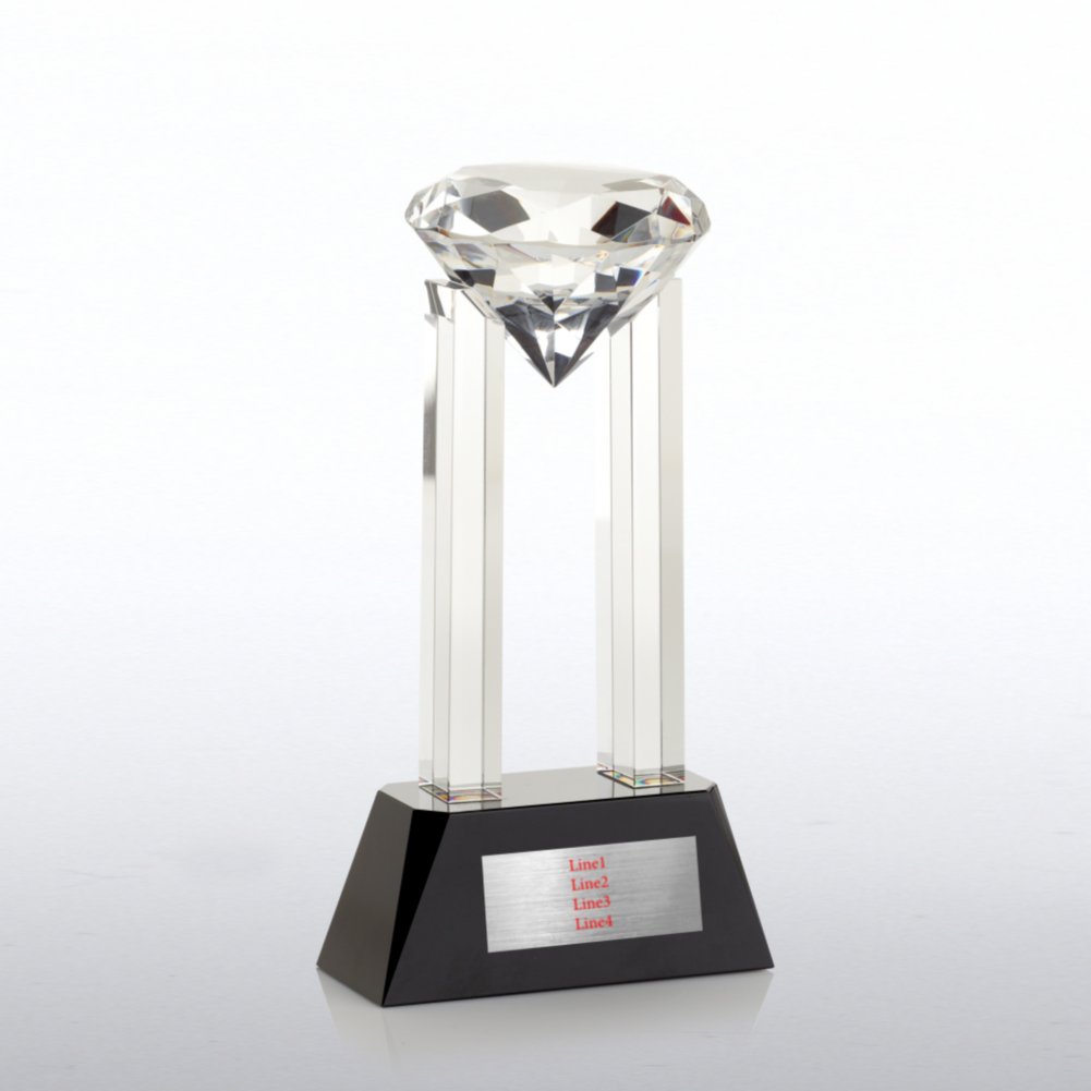 Elite Black Accent Crystal Trophy - Gem