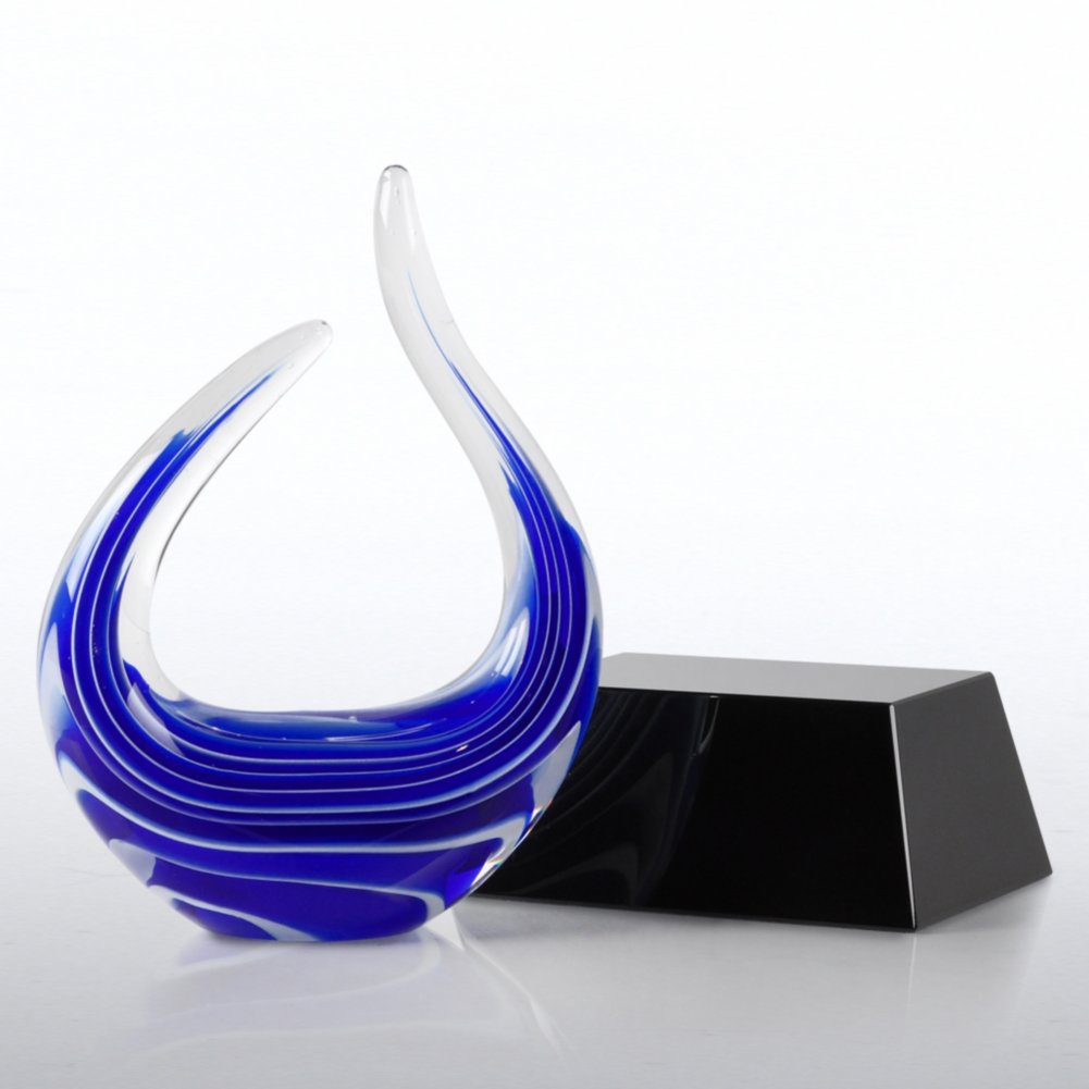 Art Glass Blue Flame Trophy OPEN