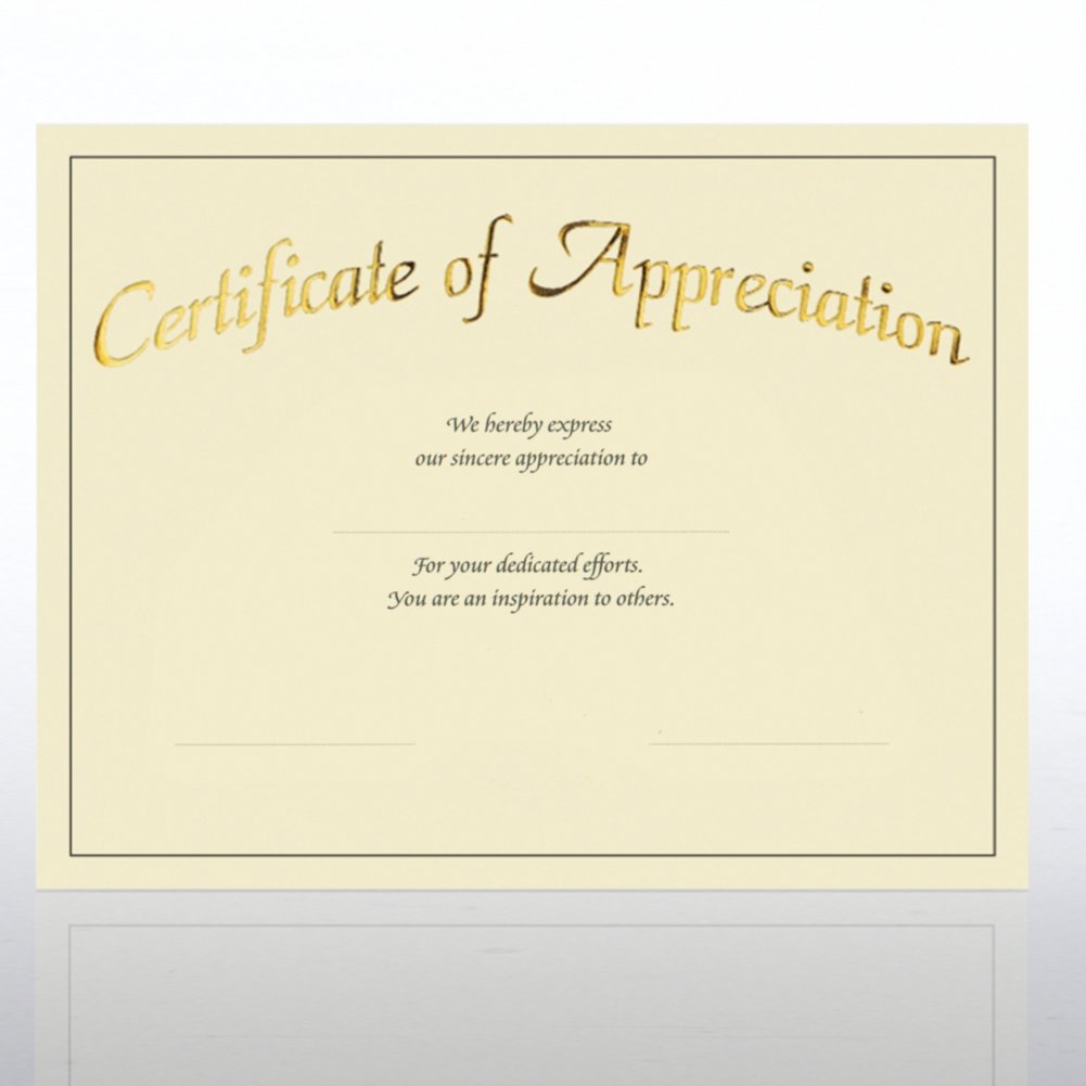 Certificate Paper - Preprinted - Appreciation