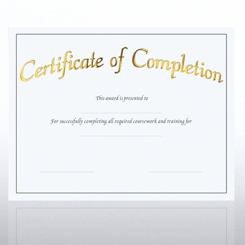 Certificate Paper - Preprinted - Completion - White