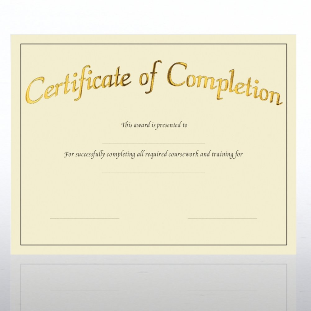 Certificate Paper - Preprinted - Completion - Cream