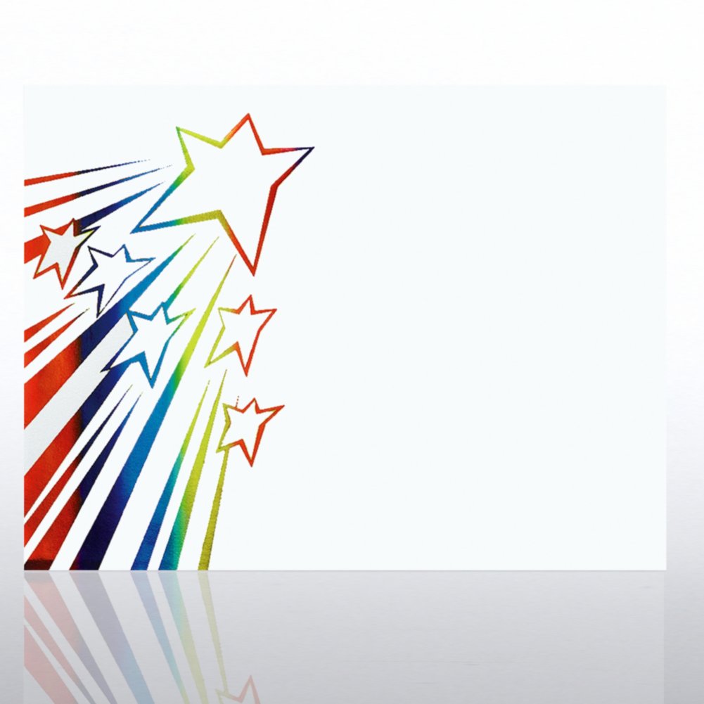 Foil Certificate Paper - Shooting Stars - White