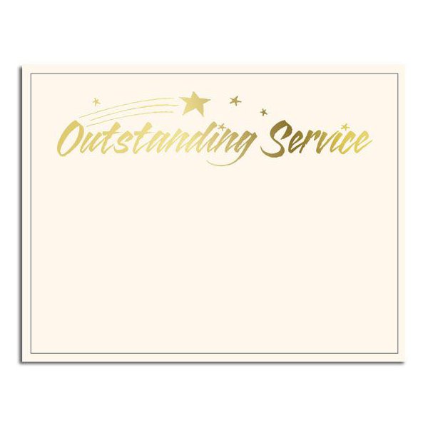 Foil Certificate Paper - Outstanding Service - Cream