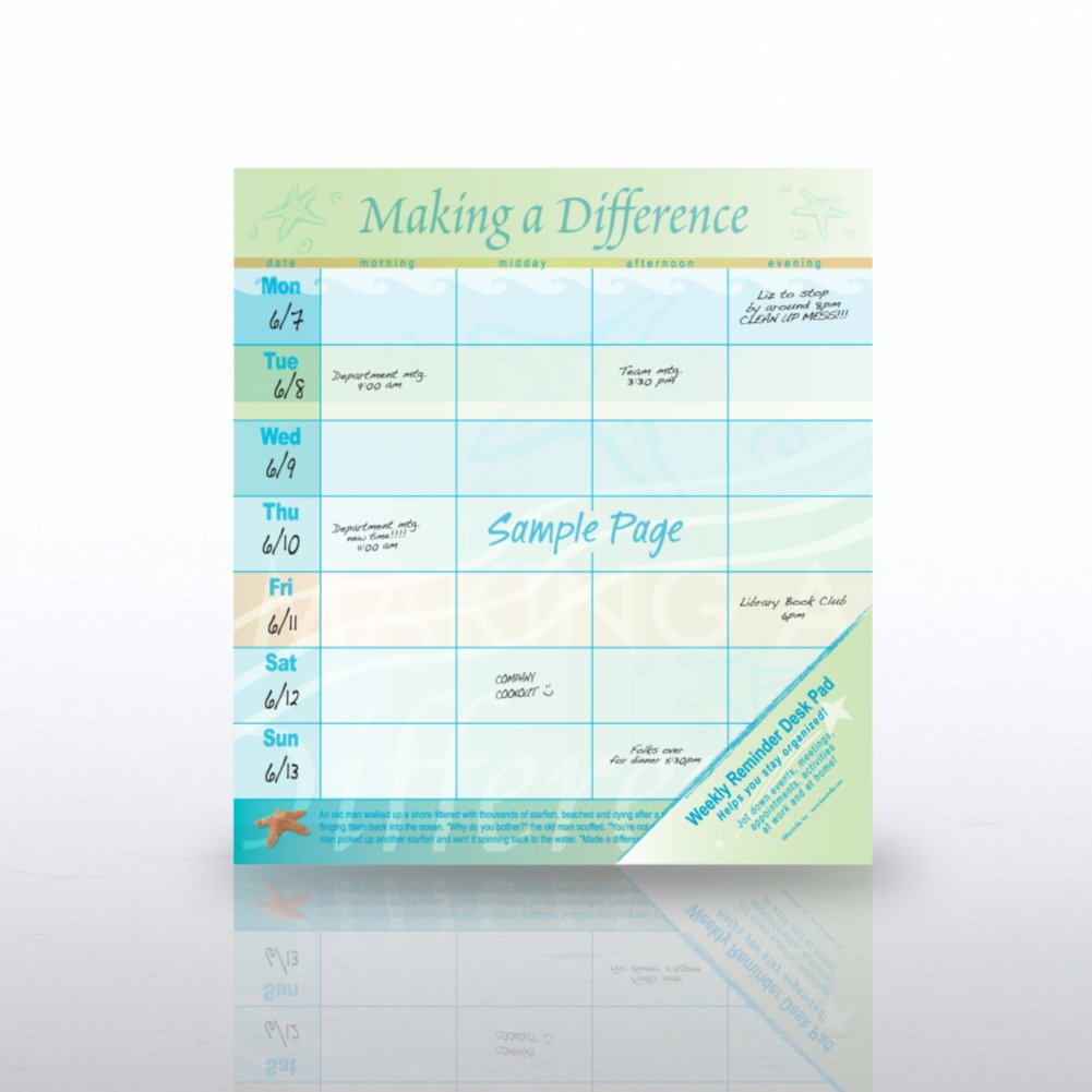 Weekly Calendar Deskpad - Starfish: Making a Difference