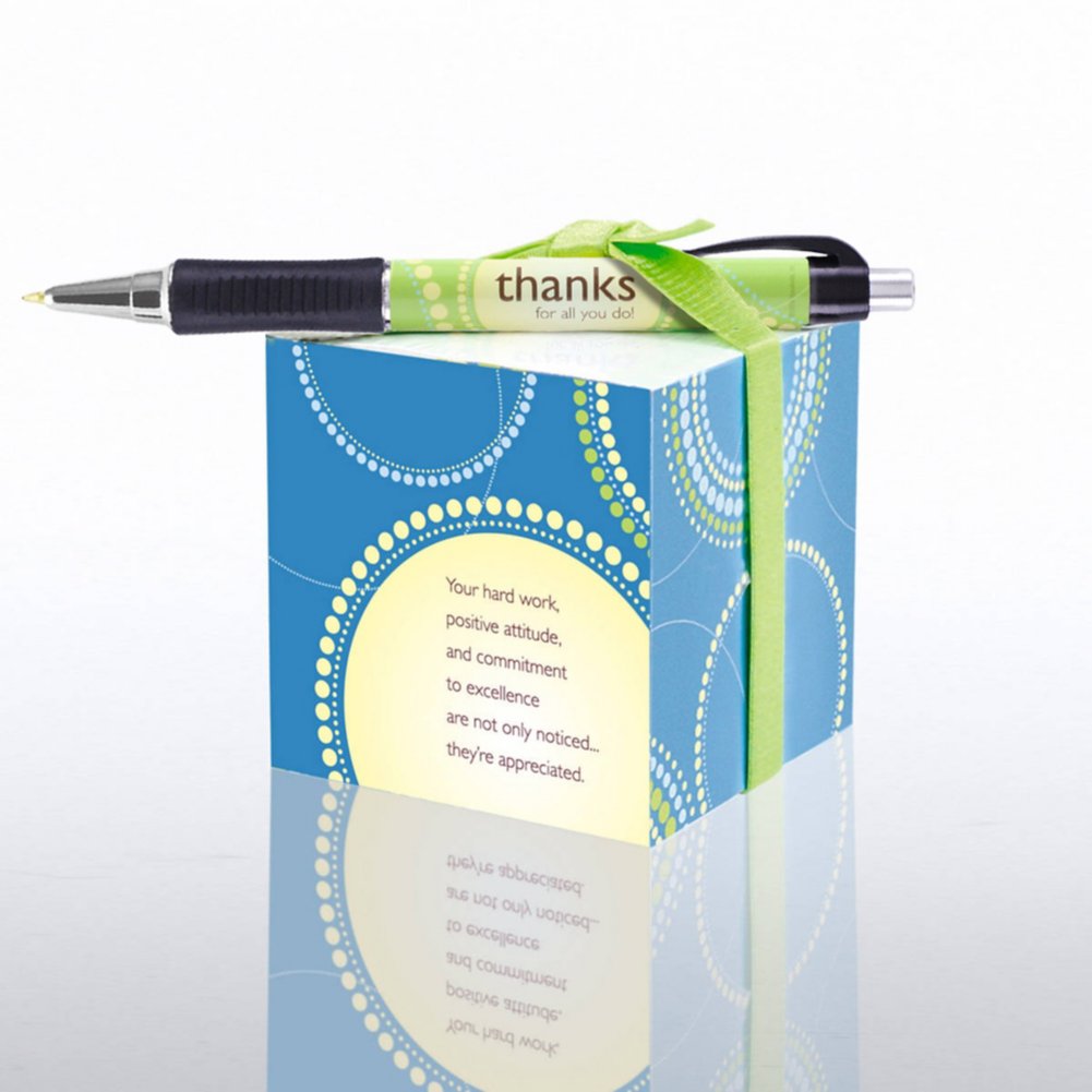 Note Cube & Pen Gift Set - Thanks for All You Do! BACK