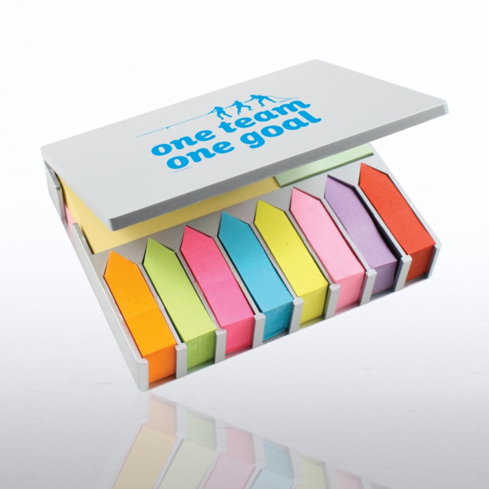 Silver Flip Top Note Holder w/ Mirror - One Team, One Goal