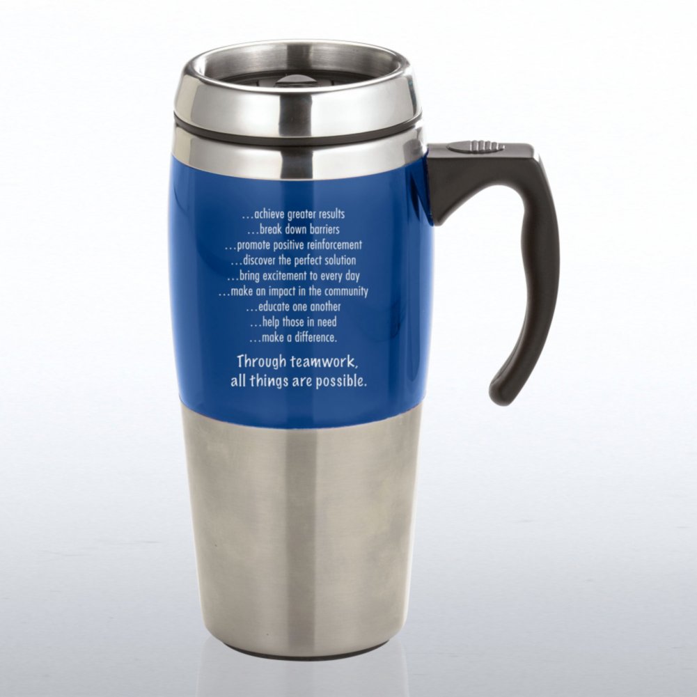 Stainless Steel Travel Mug - Together We Can - Blue BACK