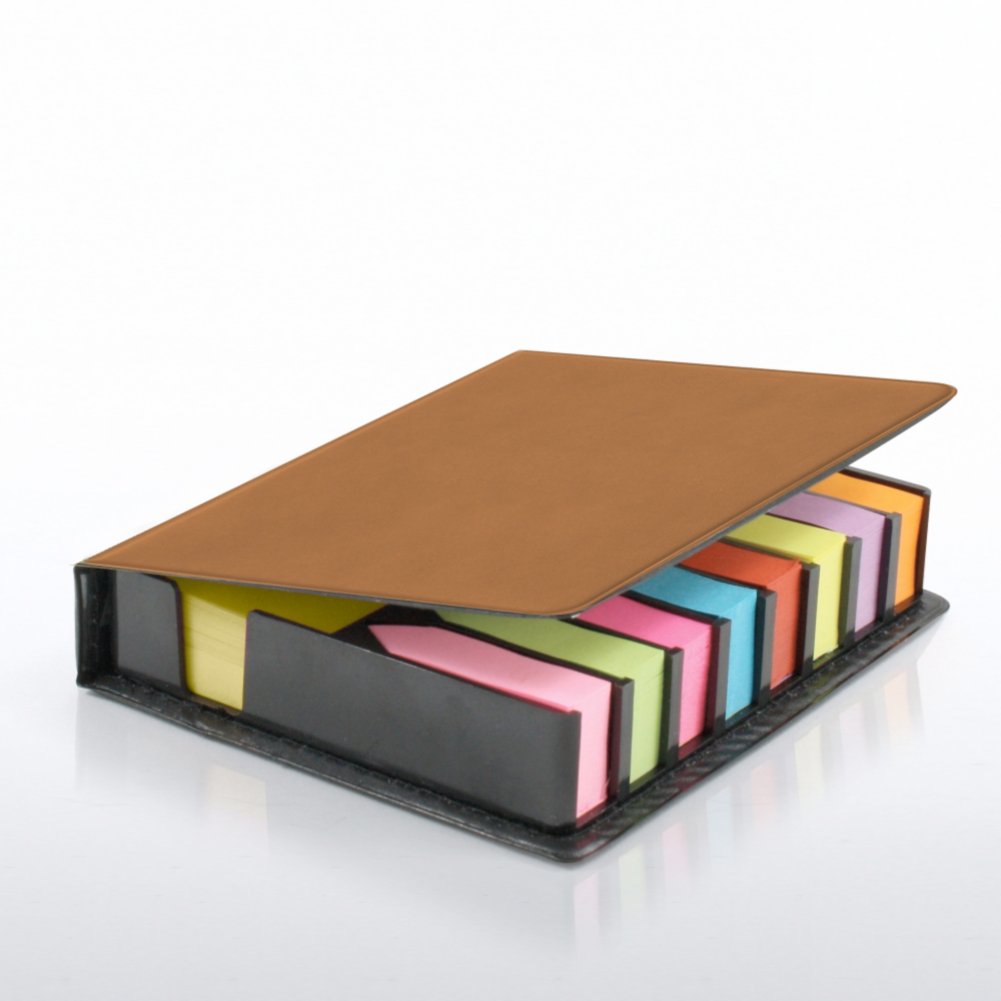 Executive Sticky Note Holder w/ Calendar - Light Brown SIDE