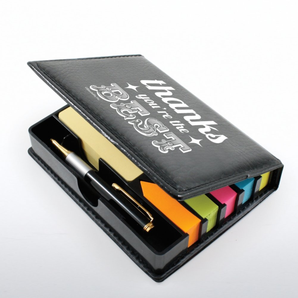 Flip Top Sticky Note Holder w/ Pen & Calendar - Thanks