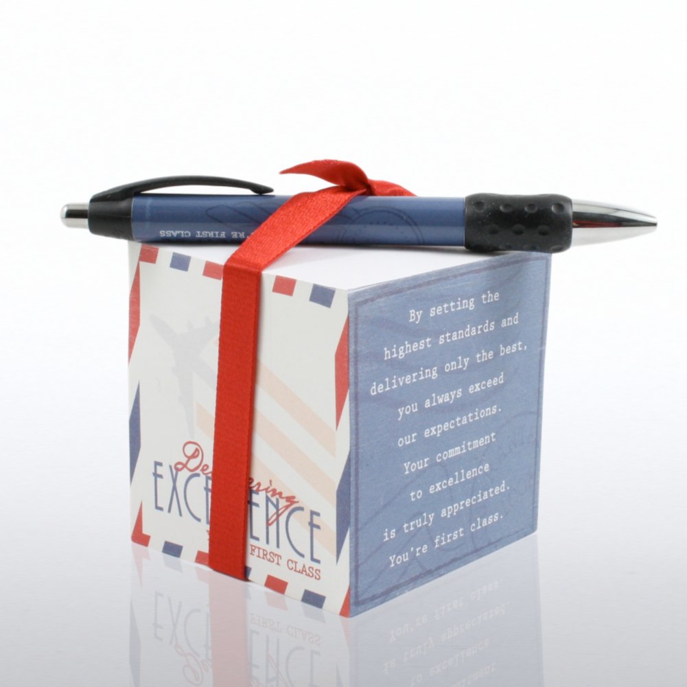 Note Cube & Pen Gift Set - Delivering Excellence