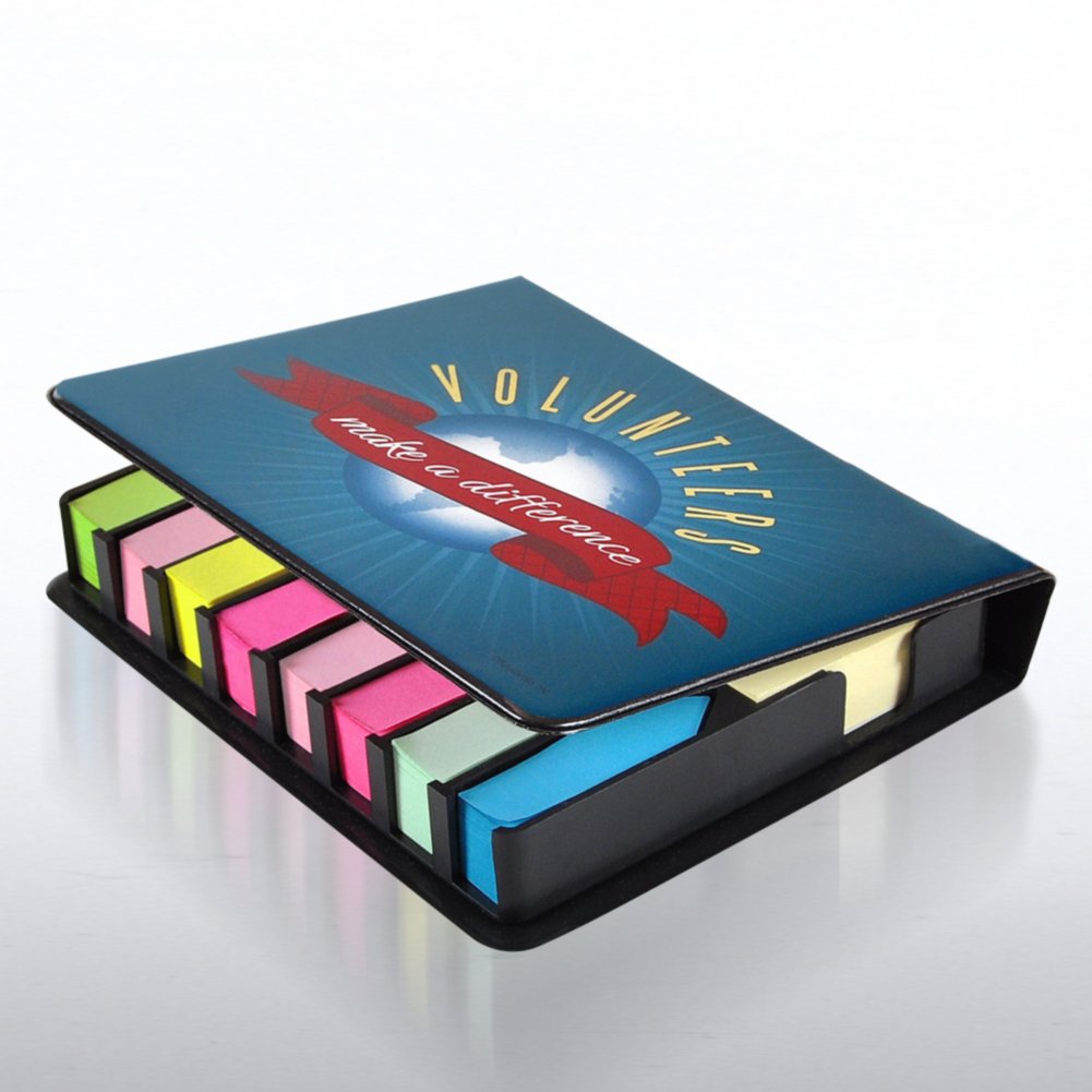 Flip Top Sticky Note Holder w/ Calendar - Volunteers MAD