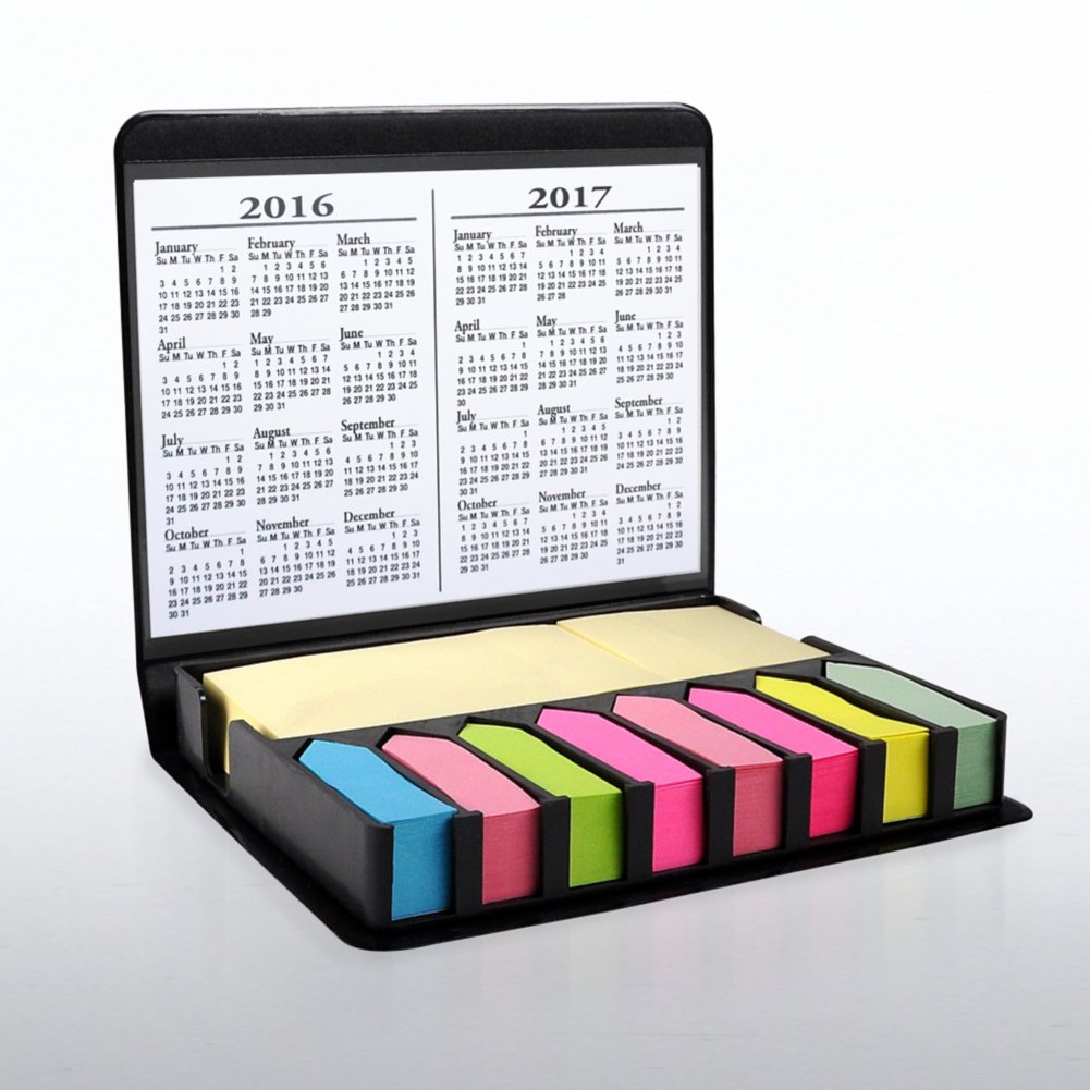 Flip Top Sticky Note Holder w/ Calendar - Essential Piece BL OPEN
