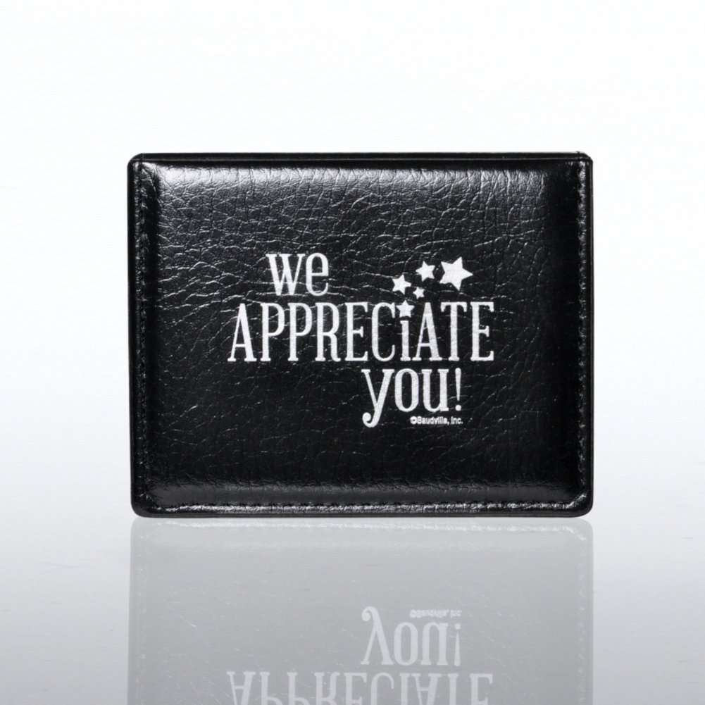 Flip Top Note Holder w/ Pen & Calendar - We Appreciate You CLOSED